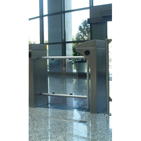 Portillon PMR en inox avec aile en plexiglas – Contrôle d’accès sécurisé