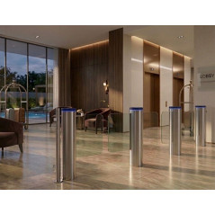 Portillon en verre et inox bidirectionnel pour contrôle d’accès – Design moderne & sécurisé